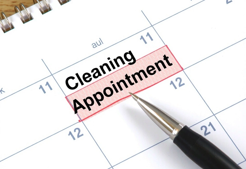Calendar with a scheduled cleaning appointment