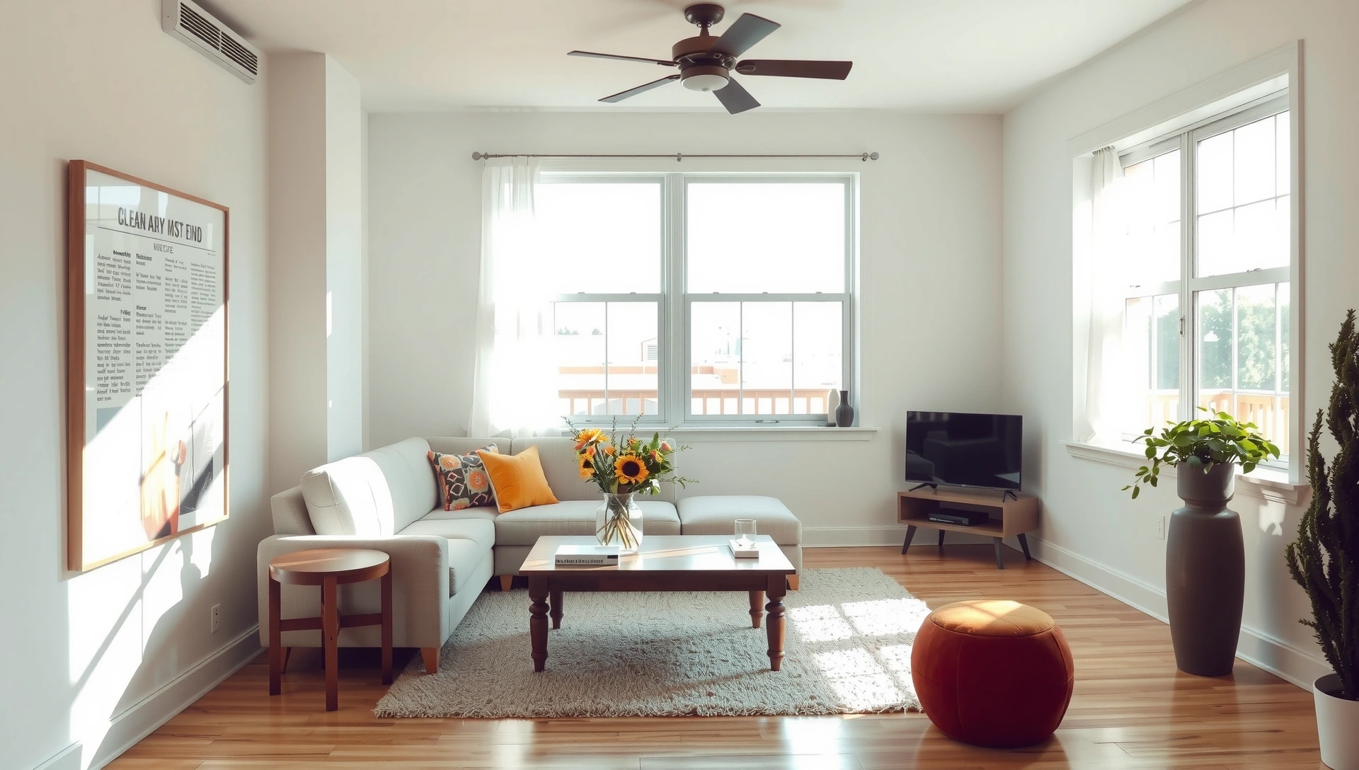 Sparkling clean home interior with natural light